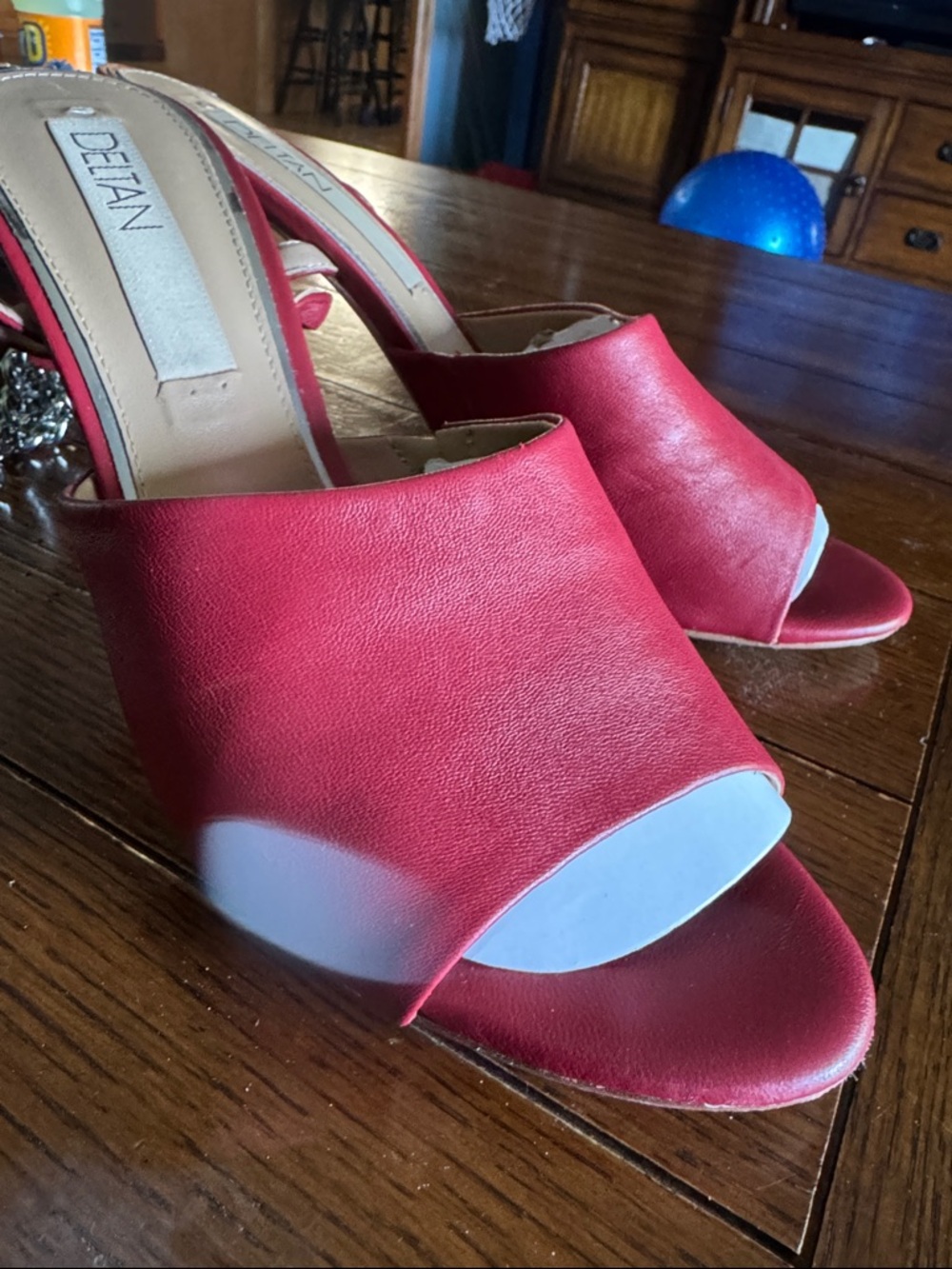Delta Red Open-Toe Slip-On Mules